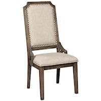 Farmhouse Dining Upholstered Side Chair with Beige Fabric
