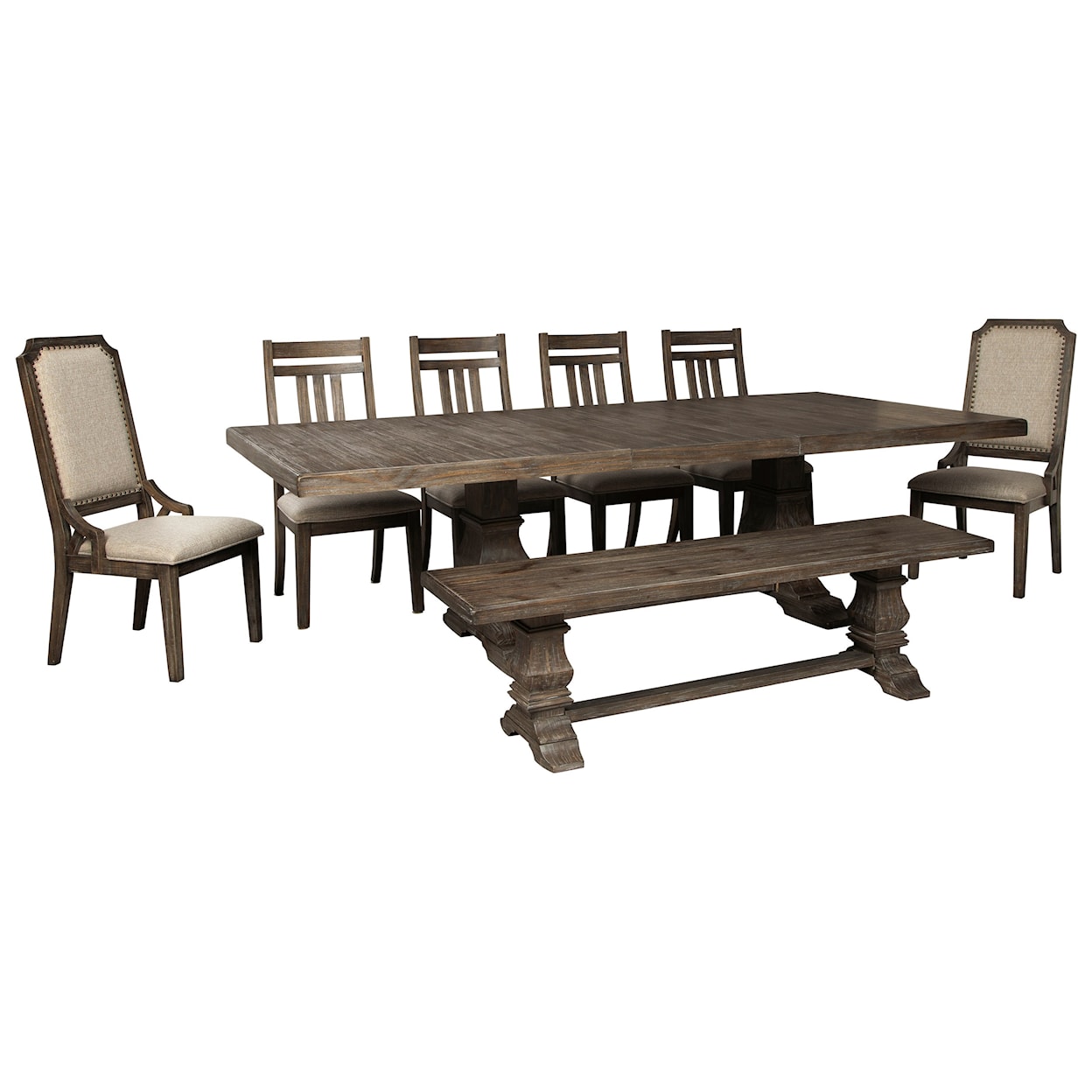 Signature Design by Ashley Furniture Wyndahl 8-Piece Dining Table Set with Bench