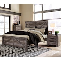 3 Piece Queen Crossbuck Panel Bed, 2 Drawer Nightstand and 5 Drawer Chest Set