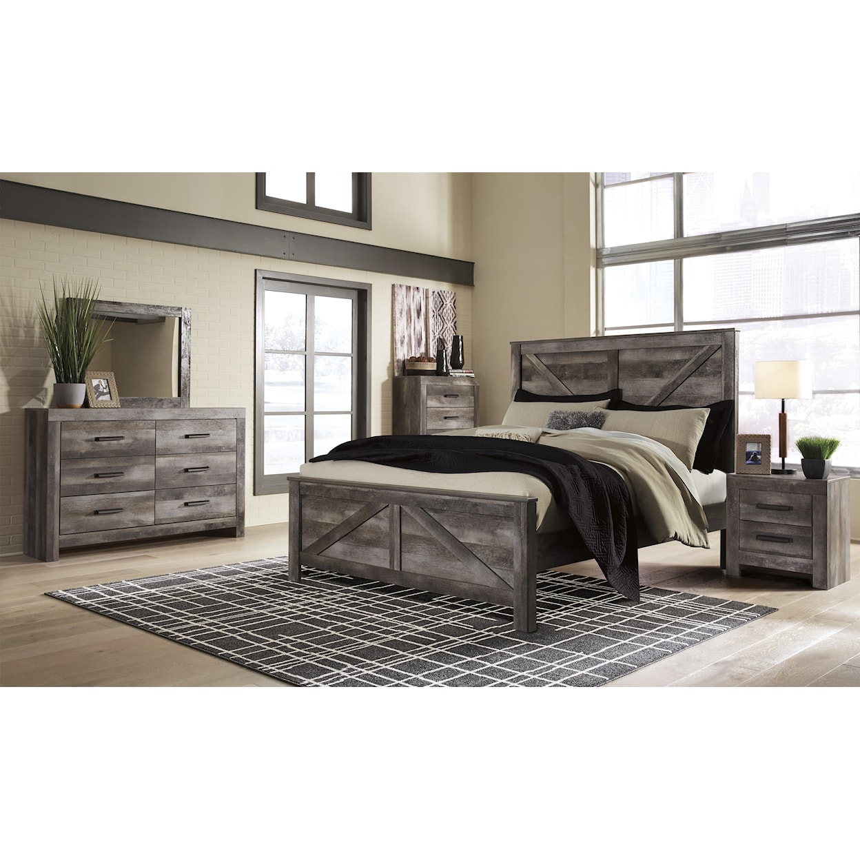 Signature Design by Ashley Wynnlow King Crossbuck Panel Bed Package