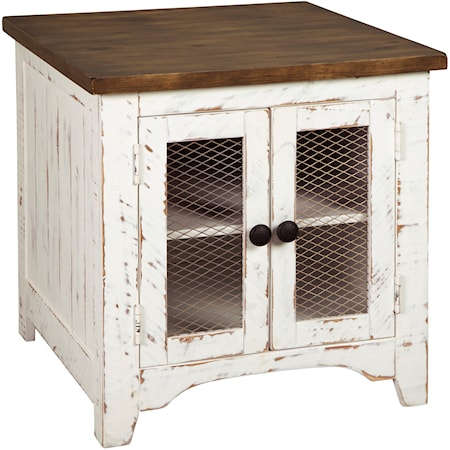 Farmhouse Rectangular End Table with Two-Tone Finish
