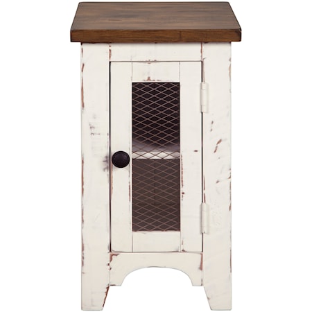 Farmhouse Chair Side End Table with Two-Tone Finish