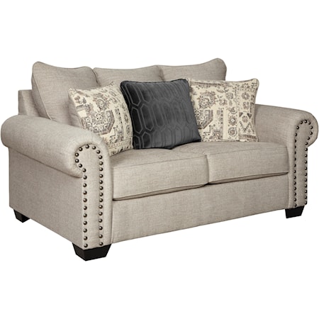 Transitional Loveseat with Nailhead Trim