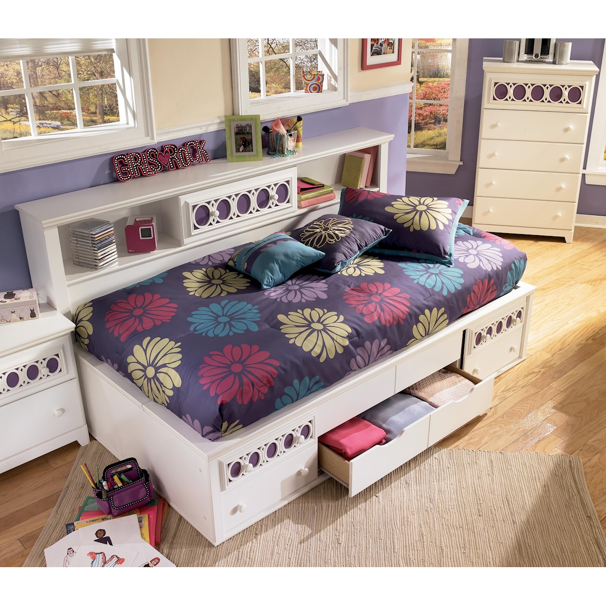 Ashley Furniture Signature Design Zayley Twin Bedside Bookcase Daybed