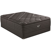 Cal King 17 1/2" Firm Pillow Top Coil on Coil Premium Mattress and BR Black 9" Foundation
