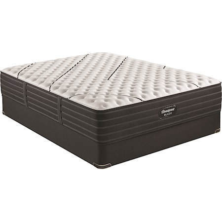 Cal King 13 3/4" Extra Firm Pocketed Coil Premium Mattress and BR Black 9" Foundation