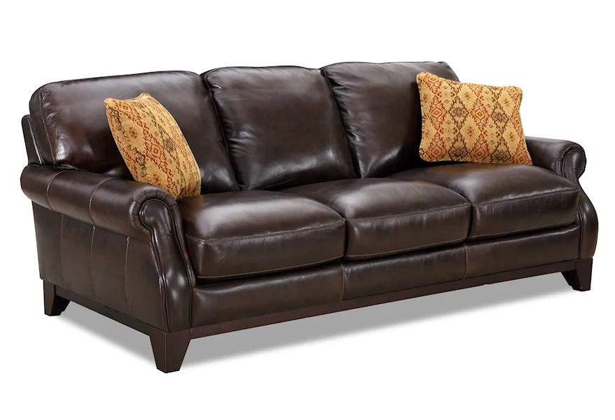 6973 Leather Rolled Arm Sofa by Simon Li at Howell Furniture