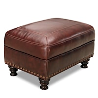 Leather Rectangular Ottoman With Nailhead Trim