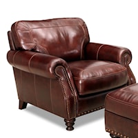 Rolled Arm Leather Chair With Nailhead Trim