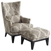 Transitional Wing Chair and Ottoman
