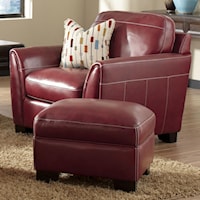 Contemporary Leather Arm Chair & Ottoman 