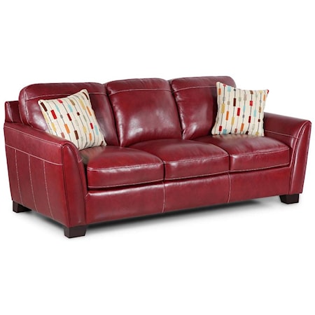 Contemporary Leather Stationary Sofa 