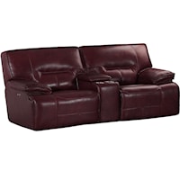 Leather Match Power Glider Loveseat Recliner w/ Console