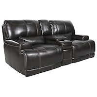 Leather Match Power Reclining Loveseat with Console