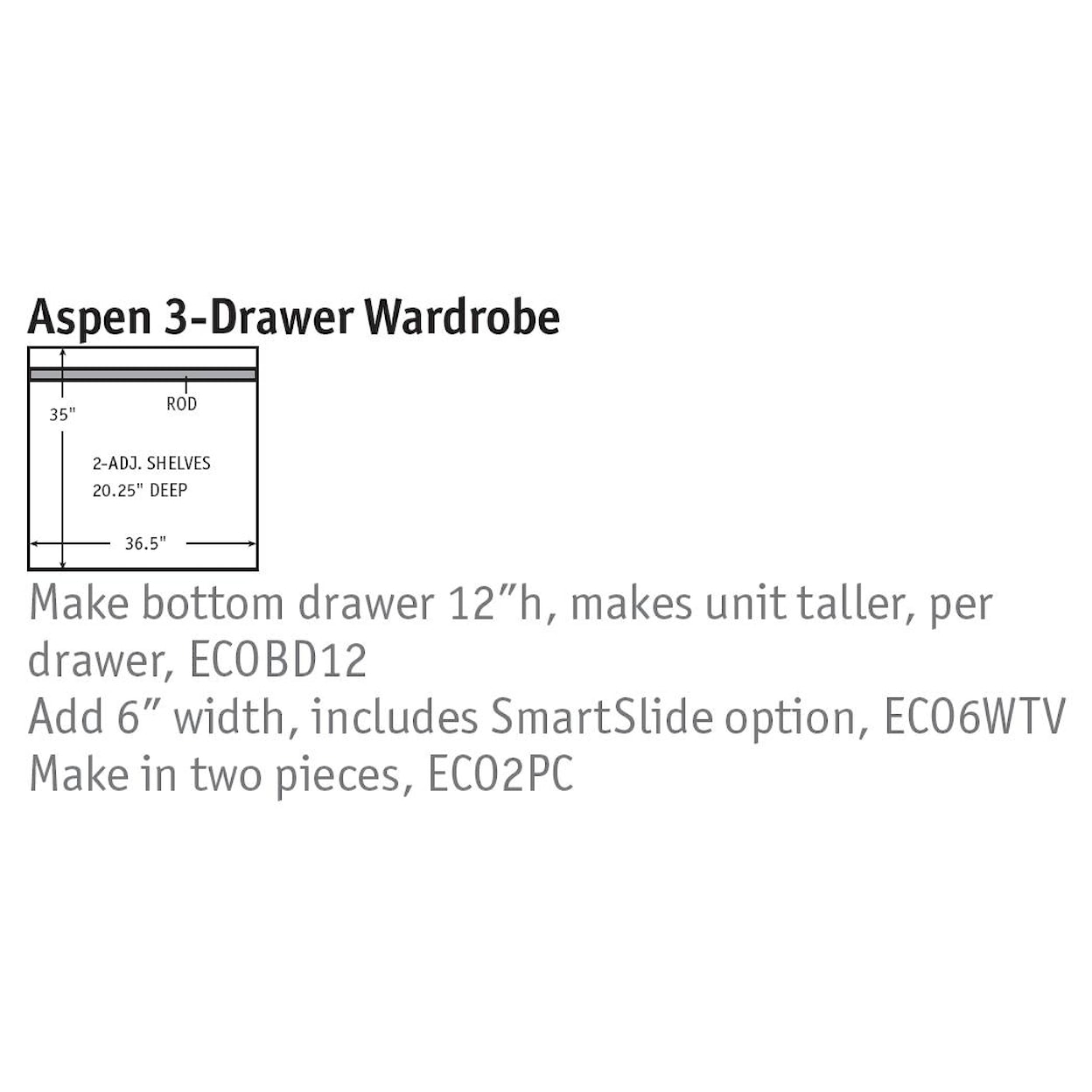 Simply Amish Aspen 3-Drawer Wardrobe