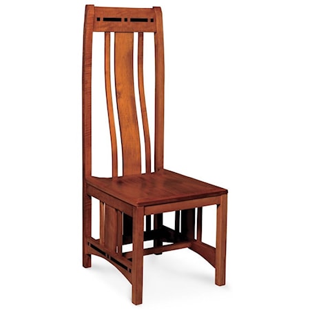 Dining Side Chair with Inlay and Wood Seat