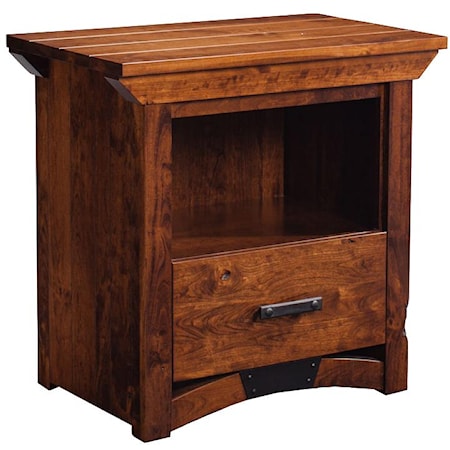 Nightstand with Opening and Bottom Drawer
