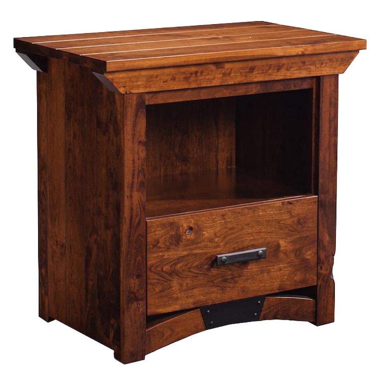 Simply Amish B and O Railroad Nightstand with Opening and Bottom Drawer