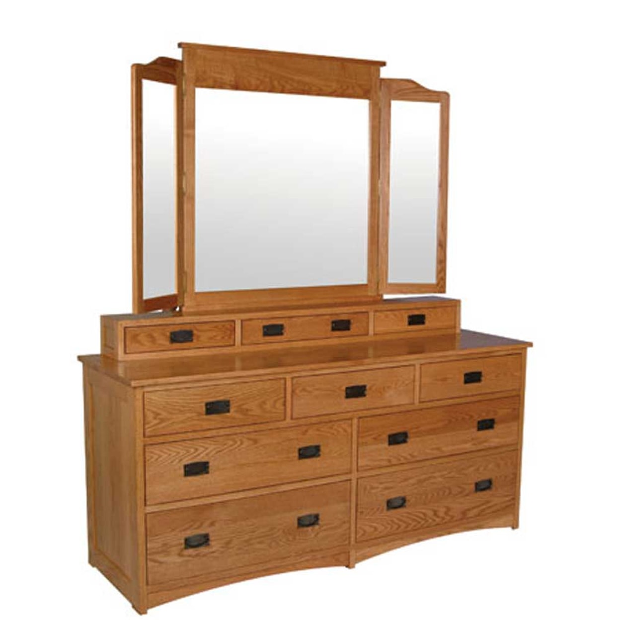 Simply Amish Prairie Mission 7-Drawer Dresser, Hankie Box and Mirror