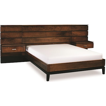 Queen Panel Bed with Attached Nightstands