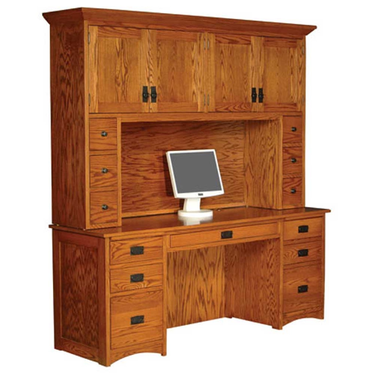 Simply Amish Prairie Mission Computer Credenza and Hutch