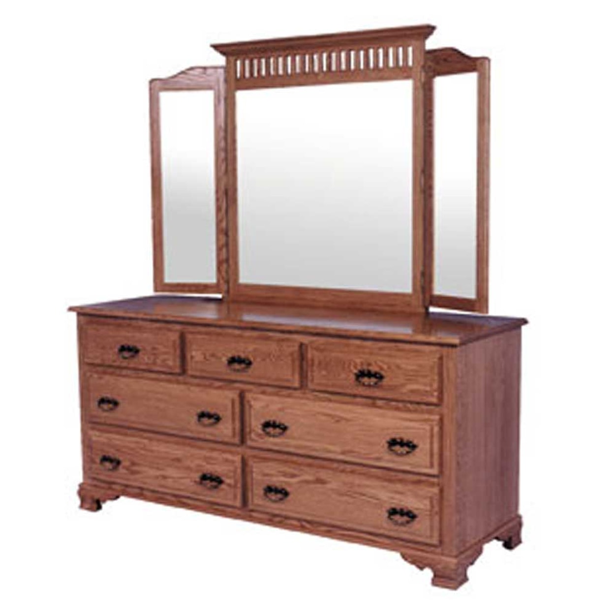 Simply Amish Classic 7 Drawer Dresser and Mirror