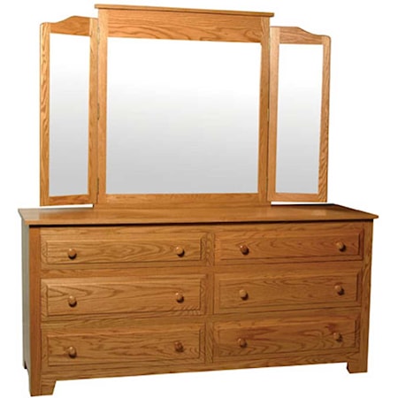 Homestead 6-Drawer Dresser and Tri-View Mirror
