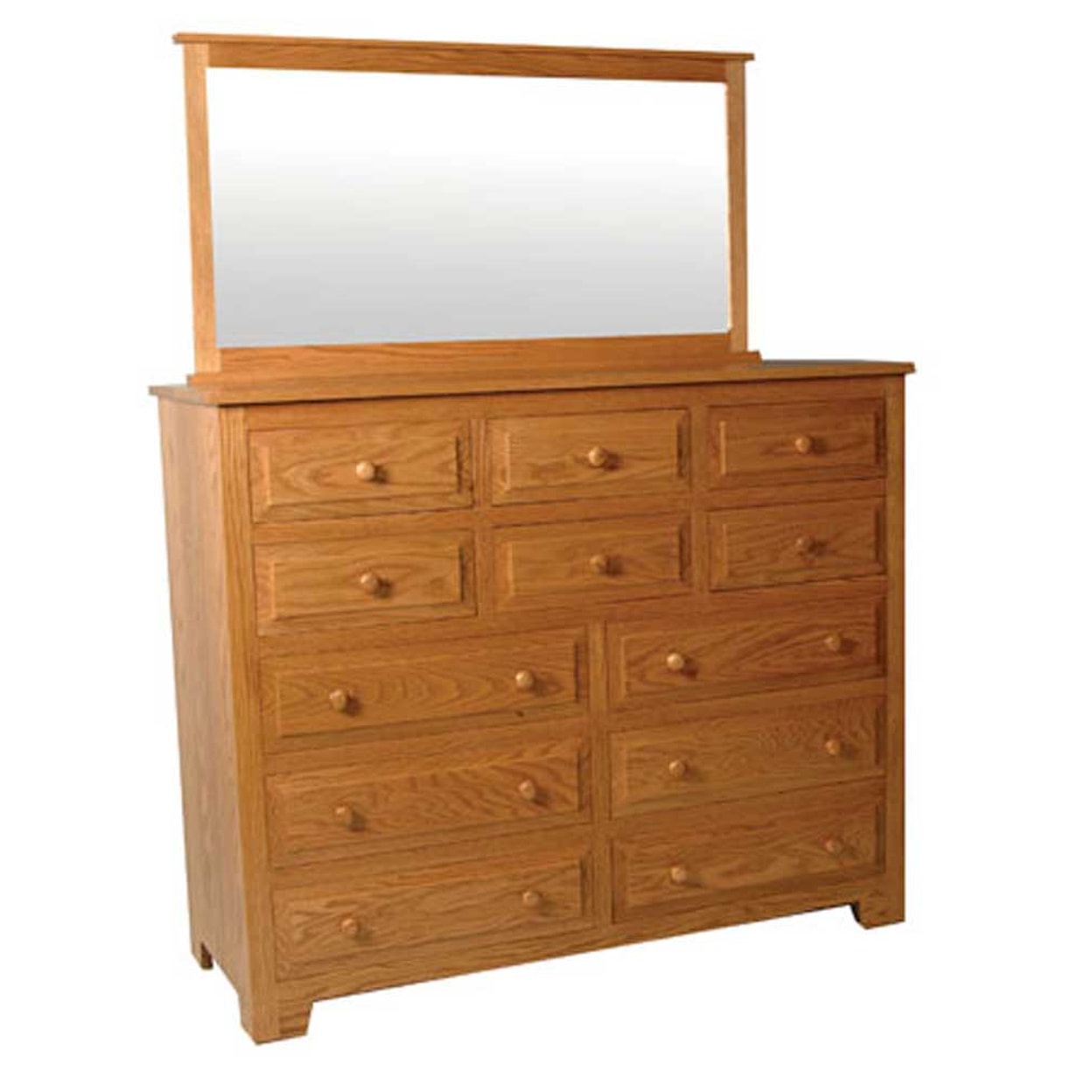 Simply Amish Shaker Amish 12-Drawer Bureau and Mirror