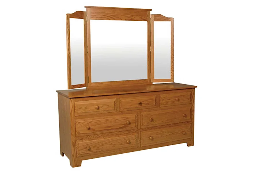 Homestead Amish 7-Drawer Dresser and Tri-View Mirror by Simply Amish at Mueller Furniture