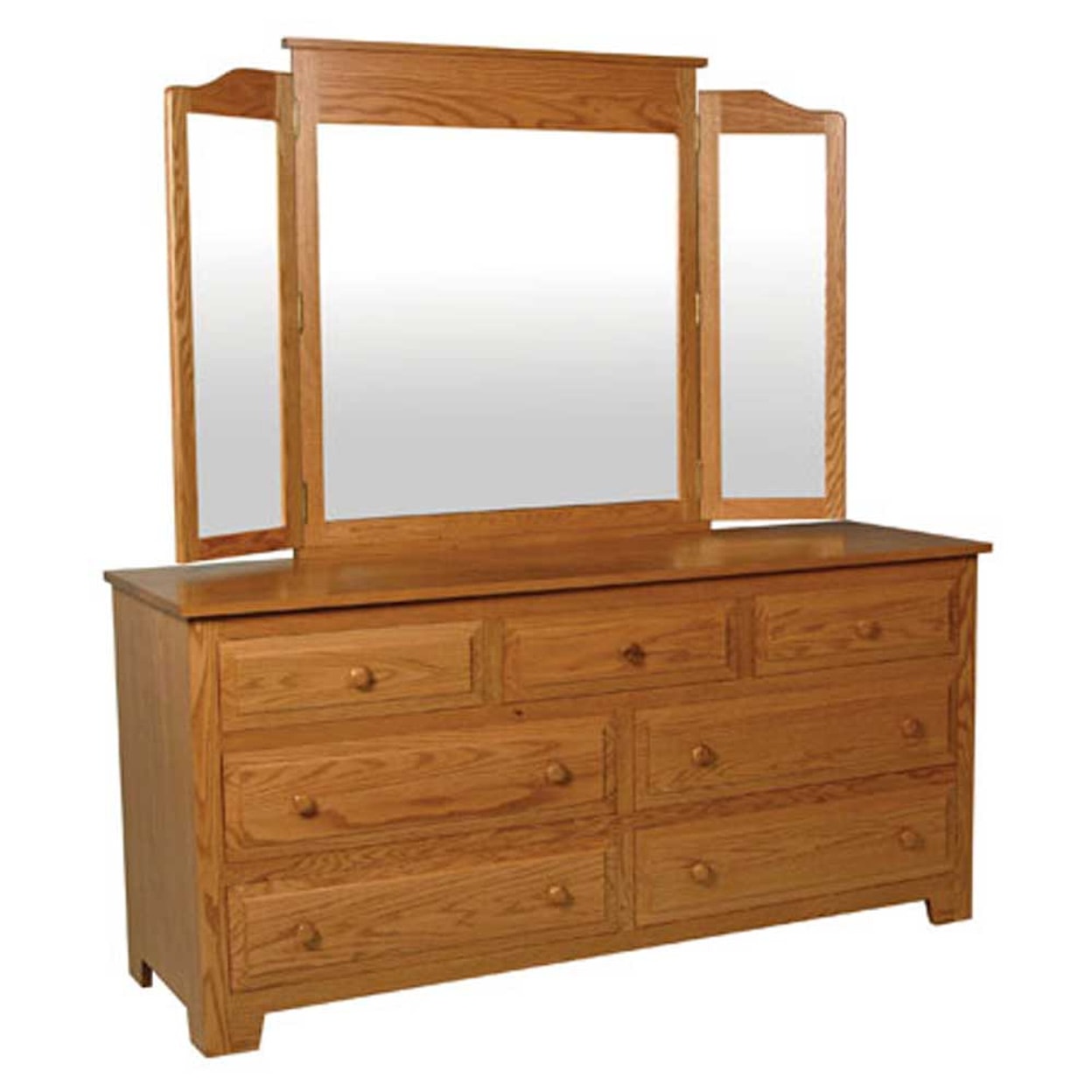 Simply Amish Homestead Amish 7-Drawer Dresser and Tri-View Mirror