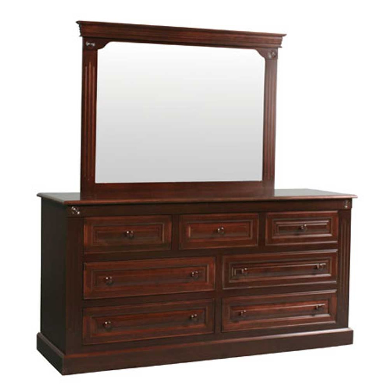 Simply Amish Imperial Amish 7-Drawer Dresser and Center Mirror