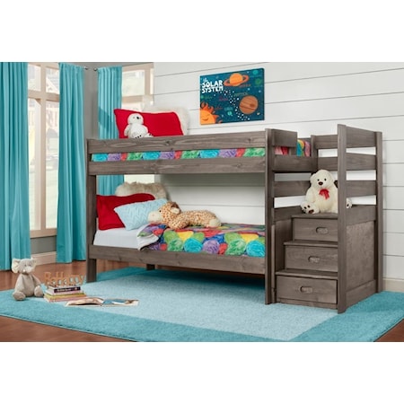TWIN OVER TWIN STEP BUNK BED