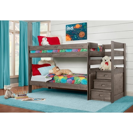 Twin over Twin Bunkbed with Staircase