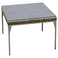 Square Outdoor Dining Table with Glass Top