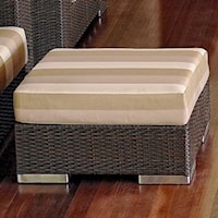 Synthetic Woven Wicker with an Aluminum Frame Outdoor Ottoman with Plush Cushion Top