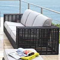 Contemporary Synthetic Woven Wicker with Aluminum Outdoor Sofa with Comfy Three-Cushion Seat & Back Design