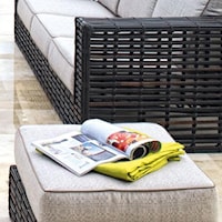 Outdoor Two-Tier Ottoman with Woven Synthetic Wicker & Aluminum Base & Plush Cushion Top