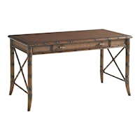 Marianna Writing Desk with Leather Top and Drop-Front Keyboard Drawer