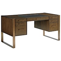 Contemporary 7-Drawer Structure Desk with Glass Insert