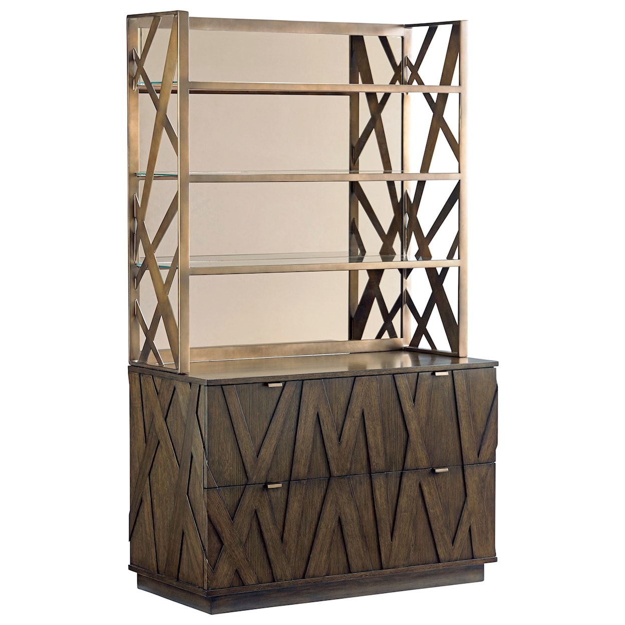 Sligh Cross Effect Modern File Chest and Metal Deck