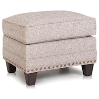 Fabric Ottoman with Nailhead Trim