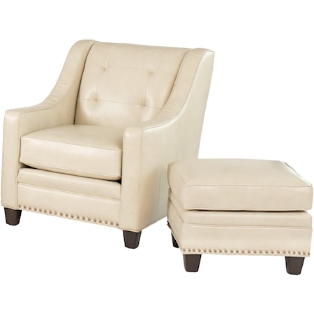 Transitional Chair and Ottoman Set with Nailhead Trim