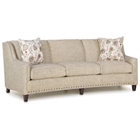 Fabric Conversation Sofa with Sloping Track Arms and Nail Head Trim