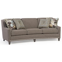 Slightly Curved Sofa with Sloping Track Arms and Nail Head Trim