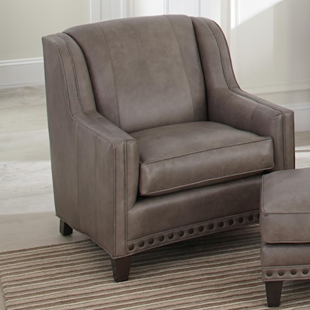 Upholstered Chair with Sloping Track Arms and Nail Head Trim