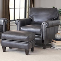 Traditional Chair and Ottoman with Tapered Legs