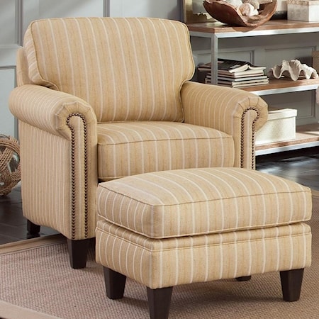 Traditional Chair and Ottoman with Tapered Legs
