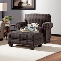 Traditional Chair and Ottoman with Nailhead Trim