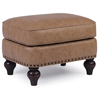 Transitional Upholstered Ottoman with Nailhead Trim 
