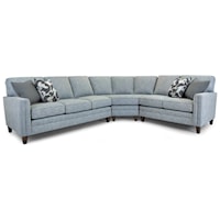 Customizable 3-Piece Sectional with Banded Arms, Tapered Legs and Semi-Attached Back